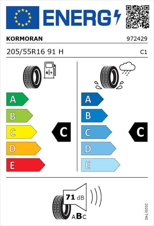 Tyre Label for Kormoran Road Performance 205/55R16 91H
