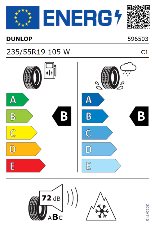 Tyre Label for Dunlop All Season 2 235/55R19 105W