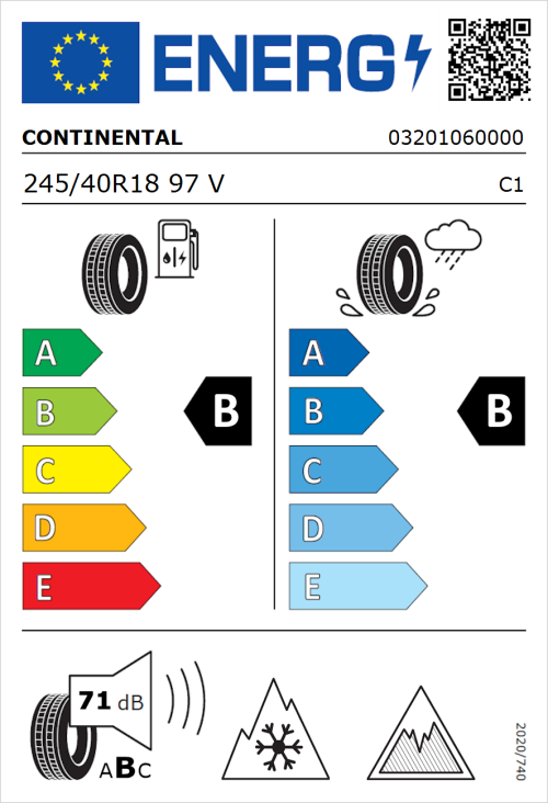 Tyre Label for Continental AllSeasonContact 2 245/40R18 97V